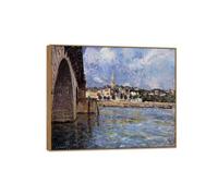 MUHJDYC Landscape Prints-Famous Painting Reproduction on Canvas-Wooden Frame Picture Wall Art for Home Decor(Bridge) 60x70cm-23x27in