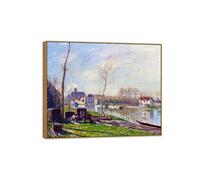 MUHJDYC Landscape Prints-Famous Painting Reproduction on Canvas-Wooden Frame Picture Wall Art for Home Decor(Bank of River 5) 60x70cm-23x27in