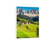 MUHJDYC Landscape Wall Art-Grassland Mountain-Canvas Print-Modern White Frame Picture for Living Room Home Decoration 40x55cm-16x21in