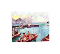 MUHJDYC Louis Valtat Famous Paintings Wall Art Poster-Reproduction on Canvas-Landscape Picture for Living Room Home Decor(Boats at Port) 50x60cm Wrapped Canvas