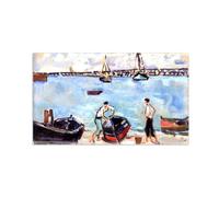 MUHJDYC Louis Valtat Famous Paintings Wall Art Poster-Reproduction on Canvas-Landscape Picture for Living Room Home Decor(Boats in Port) 30x50cm-12x19in Unframed