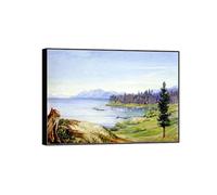 MUHJDYC Marianne North Wall Art Famous Poster-Canvas Picture-Prints for Living Room-Paintings Reproduction(Lake and Mountain) 70x100cm-27x39in Black Frame