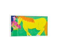 MUHJDYC Walasse Ting Famous Art Poster-White Frame Canvas Print Picture Reproduction-Wall Painting for Room Home Decor(Lady with Horse) 40x70cm-16x27in