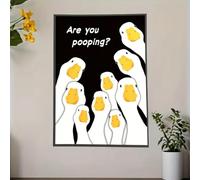 Muholin 1pc Funny Are You Shitting? Duck Wall Art Poster Canvas Painting Frameless, Bedroom Humor Bathroom Decoration 50x70cm No Frame