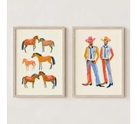 Muholin 2 Cowboy Decor Colorful Art Rider Portrait Living Room Home Decor Abstract Western Art Canvas Print Mid Century 30x40cmx2 No Frame