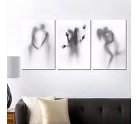 Muholin 3 Man Woman Sex Wall Art Canvas Painting Prints Sexy Romantic Couples Posters Obscure Shadow Pictures Bedroom Bathroom Decor 40x60cmx3 No Frame