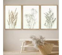 Muholin 3 Piece Canvas Wall Art Poster Minimalist Wildflower Artwork Painting Floral Botanical Print Set Living Room Corridor Wall Decor 60x80cmx3 No Frame