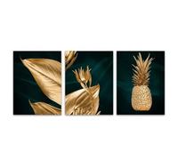 Muholin 3PCS Artwork Poster Abstract Gold Tropical Monstera Palm Leaves Canvas Painting Black Wall Art Pictures For Home Decor 60x80cmx3 No Frame