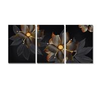 Muholin 3PCS Artwork Poster Abstract Gold Tropical Monstera Palm Leaves Canvas Painting Black Wall Art Pictures For Home Decor 60x80cmx3 No Frame