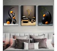 Muholin 3pcs/set Abstract Canvas Print Posters Three-dimensional Sculpture Ceramic Wall Art Poster Living Room Bedroom Bathroom Decor 50x70cmx3 No Frame