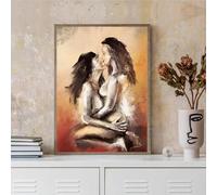 Muholin Abstract Couple Kiss Hug Lovers Embracing Fantasy Sexual Poster Wall Art Pictures Canvas Painting Room Home Decor 60x90cm No Frame