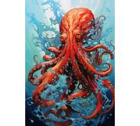Muholin Canvas Printing Animals In The Ocean Poster Jellyfish Octopus Whale Sea Turtle Watercolor Poster Wall Art Home Room Decoration 40x50cm No Frame