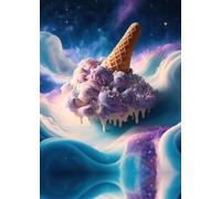 Muholin Colorful Sweet Galaxy Ice Cream Planets Food Dessert Wall Art Poster Pictures For Living Room Home Kitchen Decor Canvas Painting 50x70cm No Frame