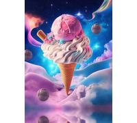Muholin Colorful Sweet Galaxy Ice Cream Planets Food Dessert Wall Art Poster Pictures For Living Room Home Kitchen Decor Canvas Painting 21x30cm No Frame