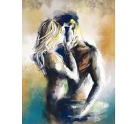 Muholin Couple Kiss Hug Abstract Lovers Embracing Fantasy Sexual Poster Wall Art Pictures Canvas Painting Room Home Decor 60x90cm No Frame