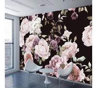 Muholin Custom 3D Photo Wallpaper Mural Hand Painted Black White Rose Peony Flower Wall Mural Living Room Home Decor Painting Wall Paper 300cm(W)×210cm(H)
