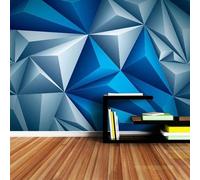 Muholin Custom 3D Wall Murals Wallpaper Stereoscopic Blue Geometric Space Mural Creative Living Room TV Backdrop Photo Wall Paper 450cm(W)×300cm(H)