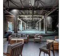 Muholin Custom Mural Wallpaper Retro Nostalgic Industrial Wind 3D Space Graffiti Art Wall Painting Restaurant Cafe Bar Background Decor 250cm(W)×175cm(H)