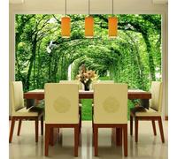 Muholin Custom Photo Wallpaper for Walls 3 D Green Forest Tree Lawn 3D Stereo Space Backdrop Wall Paper Home Decor Mural Papel De Parede 400cm(W)×280cm(H)