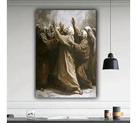 Muholin The Canvas Painted A Biblical Scene Of People Praying, With A Tan Hue. Ideal For Decoration Posters 40x50cm No Frame