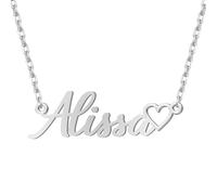 MuHsMan Custom Name Necklace - 925 Sterling Silver & Copper, 8 Fonts & Multi-Language Options, 2 Chain Styles, 2 Colors, Personalized Jewelry for Women