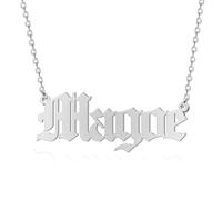 MuHsMan Custom Name Necklace - 925 Sterling Silver & Copper, 8 Fonts & Multi-Language Options, 2 Chain Styles, 2 Colors, Personalized Jewelry for Women