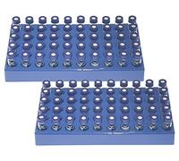 MUHWA HPLC Vials, 2ml Lab Autosampler Vials with Rack, Vials with Writing Area and Graduations, Screw Cap, White PTFE and Red Silicone Septa, (2 Racks and100 Vials)/Pack (Clear)