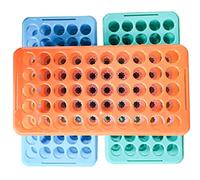 MUHWA Plastic Test Tube Rack with Silicone Pad Tubes 50 Positions 18 mm Centrifuge Tube Racks, Pack of 3