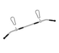 MUHYHY 48" LAT Pull Down Bar, Solid Curl Bar Cable Attachment, Double Hook, Chrome Finish, Black