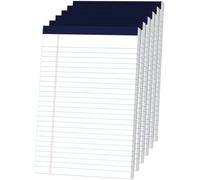 MuiAng Legal Pads 5" x 8" College Ruled Small Legal Note Pads, 80gsm/21lb White Lined Paper, 30 Sheets per Notepad, 6 Pads per Pack, Perforated To Do List Writing Pads for Versatile Use