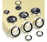 Muigi Camera Lens Protector for Samsung Galaxy S24 Ultra 5G [Keep Original Shooting] Shatterproof, Ultra-HD 9H Tempered Glass Camera Screen Protector Metal Ring Cover Film Accessories Titanium Yellow
