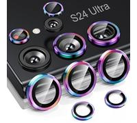 Muigi Camera Lens Protector for Samsung Galaxy S24 Ultra 5G [Keep Original Shooting] Shatterproof, Ultra-HD 9H Tempered Glass Camera Screen Protector Metal Ring Cover Film Accessories Colorful