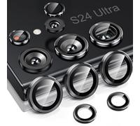 Muigi Camera Lens Protector for Samsung Galaxy S24 Ultra 5G [Keep Original Shooting] Shatterproof, Ultra-HD 9H Tempered Glass Camera Screen Protector Metal Ring Cover Film Accessories Titanium Black