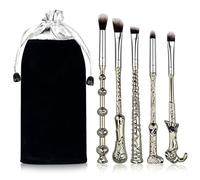 MUIIGOOD 5 PCS Wand Makeup Brushes Set Harry Make Up Brush Gift Kit Potter Makeup Brushes Wand Cosmetic Brushes Set for Foundation Blending Blush Concealer Eyebrow Face Powder Christmas Gift for Women