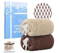 MuiiuM 2 Packs African Net Sponge, Colourfast Stretch Mesh with Travel Bag | Long exfoliating body and back scrubber, choice of 30 colours, knotted nylon net for bath and shower