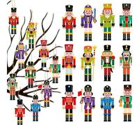 Muiltvoe 12Pcs Nutcracker Christmas Decorations, Xmas Tree Ornaments Hanging Set, Nutcracker Pendants for Indoors Tree Winter Holiday Party Supplies