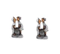 Muiltvoe 2pcs Funny Garden Statue Resin Couple Sculpture Desktop Figurine Wedding Decor Garden Decoration