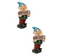 Muiltvoe 2pcs Love Gnome Statue Resin Gnome Figurine for Garden Decor Welcome Sign