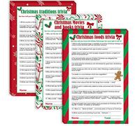 Muiltvoe 62 Pieces Christmas Trivia Party Game Cards-Xmas Festival Guessing Activity for Adult Annual Festive Events Christmas Party Decorations