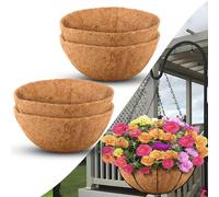 Muiltvoe Coco Liners for Planters 16 Inch, 4 Pack Round Hanging Basket Liners, Coconut Fiber Liners for Planters Flowers Garden