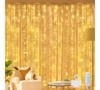 Muiltvoe Curtain Fairy Lights, 200 LED 2m x 2m USB String Light Indoor Outdoor Waterproof Warm White Hanging Window Lights with Hooks, Bedroom/Outside/Wall/Door/House/Garden Decorations