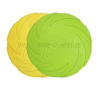 Muiltvoe Dog Frisbee, 2 Pack 7 Inch Rubber Floating Dog Frisby Flying Saucer for Both Land and Water (Green + Yellow)