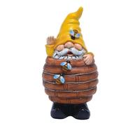 Muiltvoe Funny Resin Bee Gnomes Figurine Outdoor Honey Gnome Decor for Garden Yards +Solar Light 1 Piece