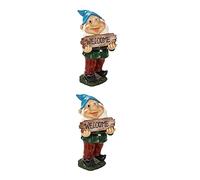 Muiltvoe Gnome Welcome Sign Statue 2pcs Resin Garden Dwarf Ornament Elegant Decor for Outdoor Home and Garden