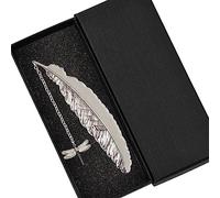 Muiltvoe Metal Bookmark, Luminous Bookmarks, Vintage Metal Feather Bookmark with 3D Butterfly/Dragonfly Pendant Glow in The Dark for Reader Book Lover Students Teachers Friends (Dragonfly)