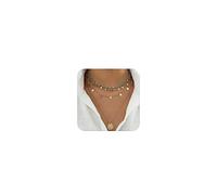 Muiltvoe Necklaces for Women Boho Layered Necklace Turquoise Beaded Choker Necklace Western Coin Pendant Necklaces Summer Outfit Country Essentials Holiday Jewelry