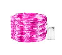 Muiltvoe Pink Fairy Lights for Girls Bedroom, 50 LEDs 5m/16.4ft Battery Powered String Lights for Christmas Decorations Valentines Gifts for her.（Pink）