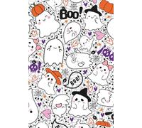 MuiMui A5 Notebook Hardback Journal with Inspirational Quotes. Lined, Dotted, Graph & Plain Paper Combination - Cute Ghost Design: Halloween Diary