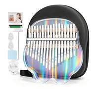 MUINS 17 Key Clear Acrylic Kalimba,Thumb Piano for Beginners Adults, Musical Therapy Gift with Tuning Hammer and EVA Case,Stress Relief Instrument, Crystal Sound like Wind Chimes (Bear Hand)