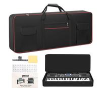 MUINS 61 Key Keyboard Case,large digital piano Keyboard carrying travel case Gig bag,thickened cotton waterproof foldable 600D Oxford cloth,Music Page Holder & Keyboard Stickers (61 Key Bag, Medium)
